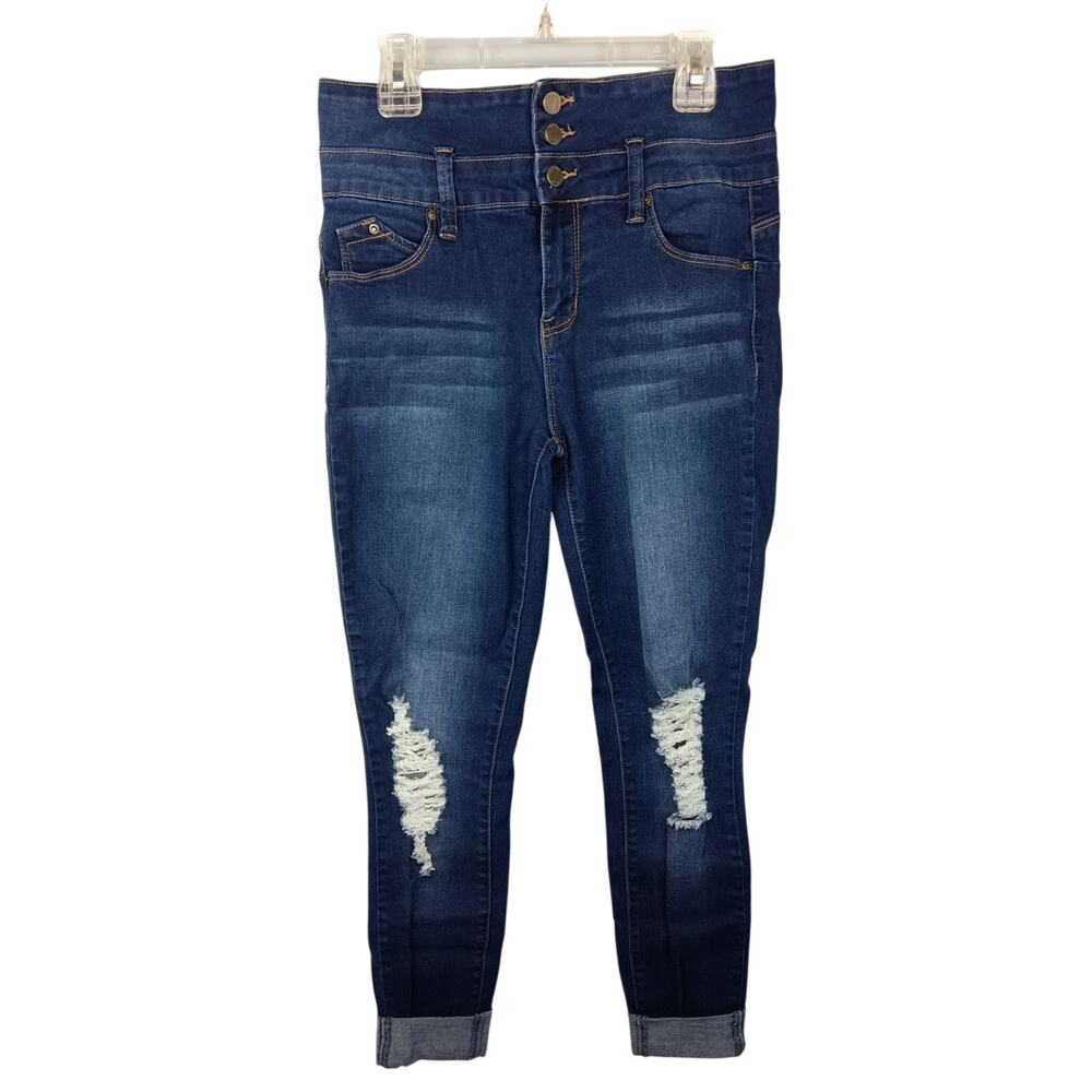 YMI Wannabettabutt Dark Blue High Rise Distressed Women’s Jeans